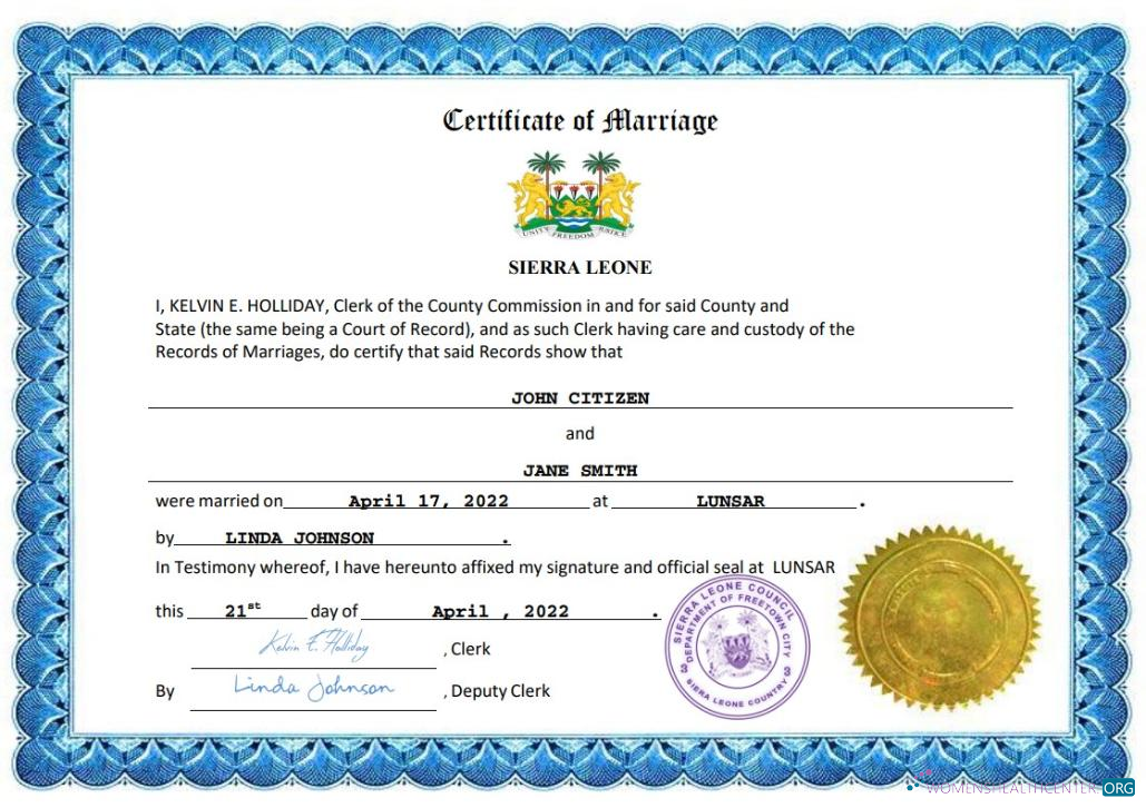Download Sierra Leone marriage certificate Word and PDF template Photoshop template